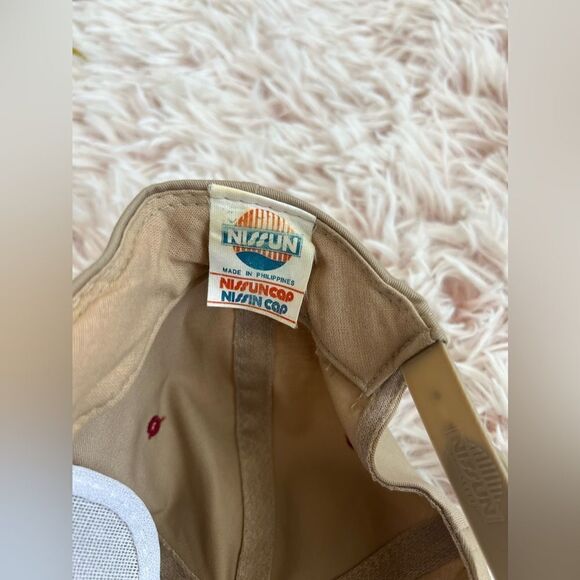 Vintage Nissun Tan Maroon Rope Band Snapback Trucker Hat Texas Bryant Grain Co - Picture 3 of 7